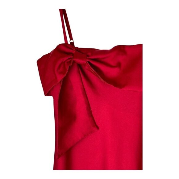 Hutch‎ Anthropologie Dress Women XS Red Satin Bow Front Slip Midi NWT Party - Picture 6 of 14